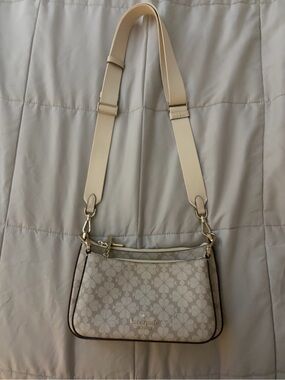 Kate Spade Cream & Beige Floral Logo Crossbody Bag